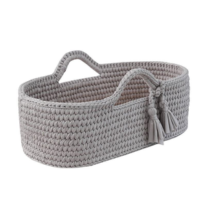 Cesta Moisés de Ganchillo <span class=keywords><strong>para</strong></span> Bebé con Base de Madera, Soporte Balancín y Colchón de Cuerda, Venta al por Mayor - Product Image 2