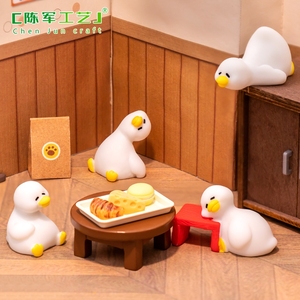 Phụ kiện vi cảnh quan tự làm đồ trang trí máy tính để bàn nhựa trắng vịt mệt mỏi AH đồ trang trí búp bê hình chữ nhật nhỏ thu nhỏ Máy tính để bàn - Product Image 6