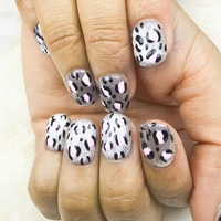 Uñas a presión cuadradas cortas pequeñas uñas cortas estampado de leopardo estilos punteados reutilizables fábrica al por mayor
