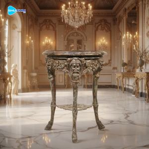 Taburete de Lujo con Cabeza de León de Bronce Europeo, Banco Redondo de Latón Fundido de Estilo Barroco para Decoración de Interiores de Salón Real - Product Image 1