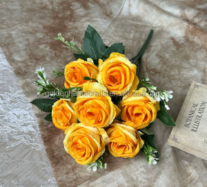 Fiori decorativi per la casa fiori artificiali 7 rami rosa <span class=keywords><strong>primavera</strong></span> rosa per la decorazione di nozze - Product Image 5