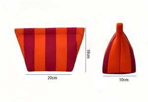Pochette <span class=keywords><strong>de</strong></span> maquillage portable rayée, imperméable, à fermeture à clip, en tricot, tendance - Product Image 5