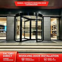 Porte automatique pivotante moderne à deux ailes avec isolation thermique, capteur de sécurité, en acier inoxydable, aluminium et verre, pour centres commerciaux, écoles, entrées d'hôtels