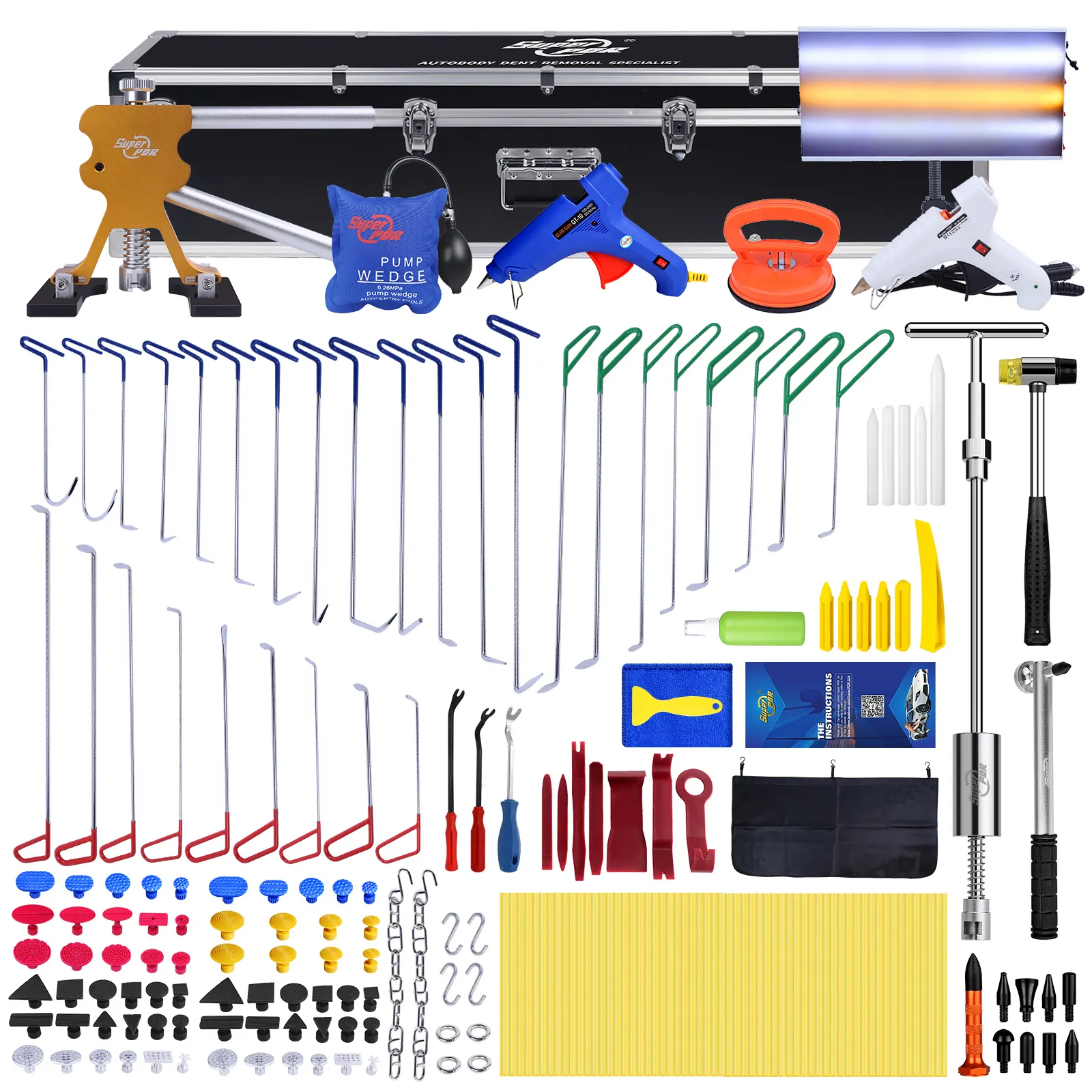 Kit di aste Super pdr kit di rimozione ammaccature per auto strumenti pdr kit di strumenti di riparazione per la rimozione di ammaccature di grandine per sollevatore di ammaccature