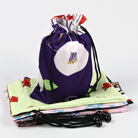 Sacs de rangement en polyester et lin imprimés prêts à l'emploi, recyclables, avec logo personnalisable, pour emballages cadeaux de bijoux