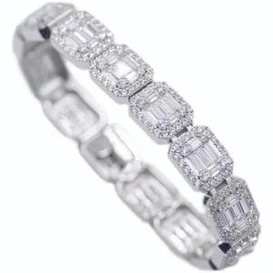925 Sterling <b>Silver</b> Moissanite Link <b>Bracelet</b> Tennis <b>Charm</b> Hip Hop Fashion Jewelry Luxury Designer Street Style - Product Image 1