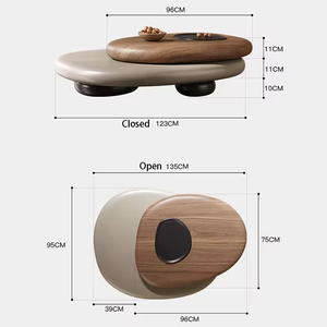 Mesa de Centro Moderna Giratoria de Diseño, Mesa de Centro Retro de Lujo para Sala de Estar, Mesa de Centro Creativa Irregular de Madera <span class=keywords><strong>Popular</strong></span> - Product Image 4