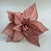 Poinsettia en polyester synthétique 2026 pour couronnes, ornement d'intérieur, taille personnalisée, décoration murale, décorations de Noël pour la maison et centres commerciaux