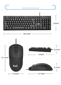 AOC 2.4Ghz USB tastiera senza fili Mouse Kit di funzionamento a membrana in stile <span class=keywords><strong>computer</strong></span> portatile Tablet lingua inglese tastiera e mouse - Product Image 2