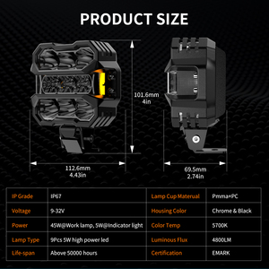 LOYO Sistema di Illuminazione da 4 Pollici, Luci di Guida Bicolore Giallo DRL e Bianco Spotlight, Fari LED da Lavoro e Fendinebbia per Fuoristrada 4x4 - Product Image 2