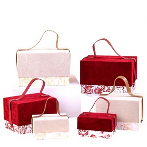 Cuero envuelto en terciopelo <span class=keywords><strong>rojo</strong></span> multifuncional, materiales reciclados ambientales de lujo, embalaje de dulces de Sushi, grabado personalizado - Product Image 4