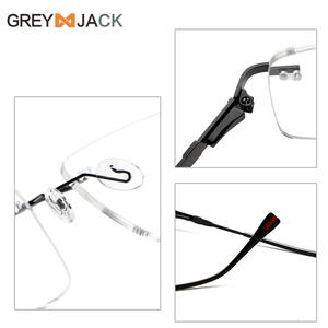 แว่นตาไร้กรอบสีเทา รุ่นแจ็ค กรอบโลหะ เลนส์อะคริลิก สำหรับทุกเพศ สไตล์ธุรกิจสุดหรู ขาแว่นยืดหยุ่น - Product Image 2