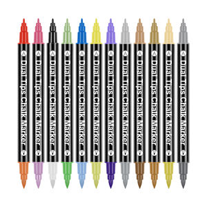 Marcadores de tiza de doble punta de 24 colores, bolígrafos de pintura acrílica de color metálico para pintura rupestre, lienzo, madera, cerámica, vidrio, piedra - Product Image 1