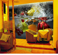 Papier peint mural 3D moderne à motifs personnalisés, fruits frais dans l'eau, pour restaurant, bar, boutique de fruits frais