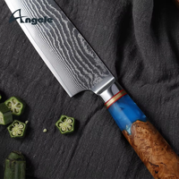 Couteau de cuisine japonais Damas AUS10 en acier super résistant de 7,5 pouces, 67 couches, à haute teneur en carbone, ultra-affûté, idéal pour le travail des bouchers