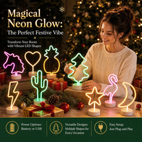 Décoration de Noël : Enseigne néon LED, Veilleuse néon à base ronde, Lumière d'ambiance colorée pour la décoration de chambre