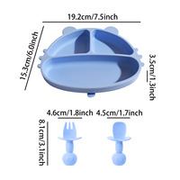 Ensemble d'alimentation 3-en-1 : fourchette, cuillère, accessoires pour bébé, assiette à ventouse en silicone avec compartiments, compatible micro-ondes, pour enfants