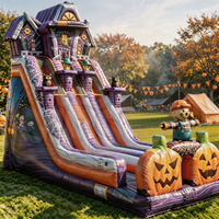 Toboggan aquatique gonflable sur le thème d'Halloween, double piste, toboggan aquatique géant gonflable pour fête en plein air