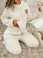 Pull en flanelle thermique doux et lisse pour femme, à manches longues, motif uni, avec cordon de serrage, style vacances, ODM 100% 220g