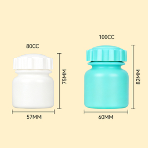 Flacon en plastique de 80 ml et 100 ml, bleu et blanc, pour compléments alimentaires, médicaments, vitamines, avec bouchon anti-dérapant et sécurité enfant. - Product Image 4