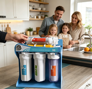 Système de filtration d'eau électrique UV RO 7 étapes en plastique, certifié CE ROHS, à prix de gros abordable, pour usage domestique, extérieur, automobile et hôtelier - Product Image 1