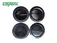 Diffuseur d'air rond en plastique ABS pour plafond, vanne de ventilation réglable, contrôle progressif, ventilation HVAC, finition noire