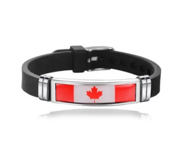 Custom Canada stainless steel keychain JF Metal stainless steel Canada silicone wristband bracelet