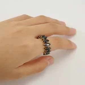 Stainless Steel Diamond Ring Fashion 18K Gold Jewelry Geometric Adjustable Women's Ring