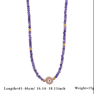 カラフルなクリスタルボヘミアン天然石グラスビーズネックレス、316Lステンレススチール製、18Kゴールドメッキ、エレガントで防水仕様 - Product Image 3