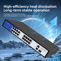 Switch PoE Tshield de 16 Puertos, 2 Uplink, 1 SFP Gigabit, No Administrado, Full-Duplex, Half-Duplex, 38Gbps, Plug and Play para Sistemas de Seguridad CCTV