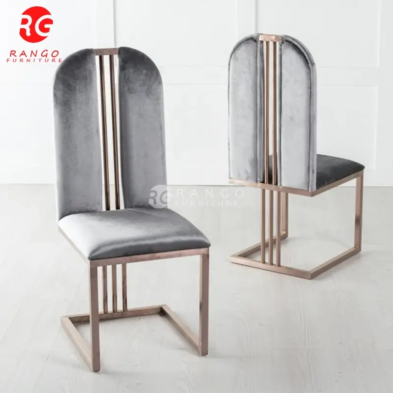 Koyu gri kadife yemek sandalyeleri yastıklı yemek odası sandalyeleri çelik yemek sandalyeleri