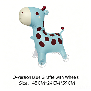 Palloncino in lamina metallica spessa a forma di coniglio camminante, con ruote, confezionato singolarmente in sacchetto OPP, articoli per feste a tema <span class=keywords><strong>animali</strong></span>, compleanno per bambini - Product Image 6