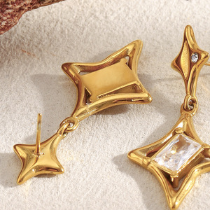 Modeschmuck Ohrringe Vergoldete Edelstahl Sterne Anhänger Ohrringe für Frauen <span class=keywords><strong>E463</strong></span> - Product Image 4