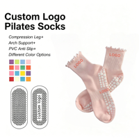 Chaussettes antidérapantes tricotées mi-mollet POPSOX personnalisées pour femmes, respirantes, à séchage rapide, pour Pilates, Yoga, Reformer, danse en intérieur