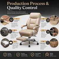 Chaise de bureau en cuir à dossier haut avec repose-pieds rétractable, chaise de patron pivotante inclinable, réglable en hauteur pour la maison et le bureau