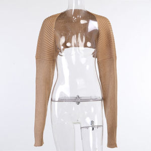 Ins cardigã de malha curto, casaco de malha com manga morcego, casaco feminino de malha com tamanho único - Product Image 5