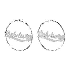 Pendientes con nombre personalizado, pendientes de Aro de acero inoxidable en forma de corazón, joyería de moda europea y americana para mujer, regalo para madre - Product Image 6