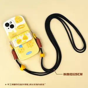 Cheese Style Cute Cartoon Design Phonecase Clip Shoulder Sling Phone Lanyard Crossbody CellPhone Strap Holder With Detachable