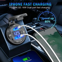 Adaptateur d'alimentation double charge rapide USB Type C QC3.0 12V-24V pour voiture, moto, camion, bateau, camping-car, bus, anti-poussière