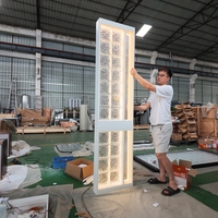 Cloison de séparation en verre en acier inoxydable sur mesure pour usine - Écran de séparation en verre texturé rétroéclairé par LED pour hôtel, restaurant, maison