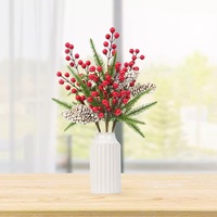 Noël Festive Greenery Décoratif Artificiel Rouge Fruit Pin Aiguilles PE Cône Berry Fruit Branche pour Fleurs Décoratives Plantes