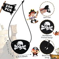 Masque amusant à imprimé fantaisie, accessoires de déguisement de fête, cache-œil crâne à un œil, chapeau de pirate en feutre
