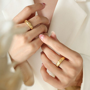 Bague Camée en Acier Inoxydable 316L Plaqué Or 14k 18k Anti-ternissement avec Zircon pour Femme - Product Image 4