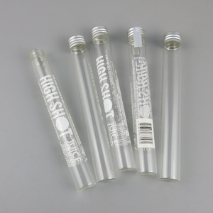 <span class=keywords><strong>Tube</strong></span> en <span class=keywords><strong>verre</strong></span> transparent 45ML avec bouchon à vis grande bouteille mince couvercle en aluminium argenté sérigraphie disponible pour le stockage de test - Product Image 2