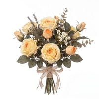Fleurs artificielles en soie de rose impériale à 3 têtes, peintes à l'huile, semi-artisanales, pour décoration intérieure, hôtels, articles de décoration, fleurs artificielles DIY