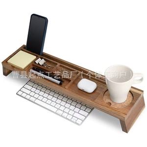 Wooden Desktop Storage Rack With Cup Holders For Office <b>Computer</b> Desk Adjustable Shelf For Smartphones And <b>Accessories</b> - Product Image 4