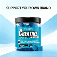 Gummies de créatine monohydrate OEM ODM 5000mg saveur myrtille, complément sportif marque privée, 120 unités