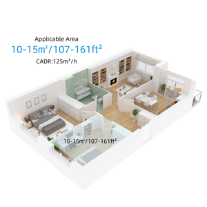 Purificateur d'<span class=keywords><strong>air</strong></span> intelligent pour la maison, grandes pièces, avec contrôle Wi-Fi, mode intelligent, affichage de l'IAQ, filtre HEPA H13 - Product Image 5