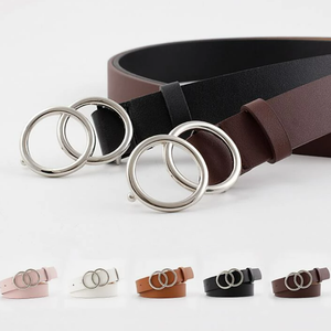 เข็มขัดหนังเทียมแบบวงแหวนคู่ หัวเข็มขัดโลหะ เข็มขัดแฟชั่นสำหรับผู้หญิง ใส่กับ<span class=keywords><strong>กางเกง</strong></span>ยีนส์ <span class=keywords><strong>กางเกง</strong></span>ขายาว และเดรส - Product Image 5