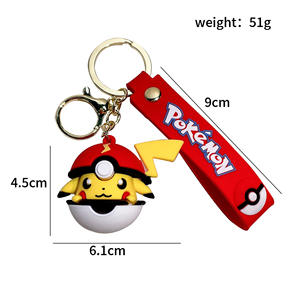 Porte-clés en PVC 3D de dessin animé mignon, porte-clés Pokeball Pokemoned, pendentif en caoutchouc pour sac, porte-clés Pikachued Charmander - Product Image 6